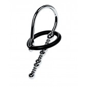 Серебристый уретральный плаг-бусины TOYFA Metal с мягким фиксириющим кольцом - ToyFa - купить с доставкой в Самаре