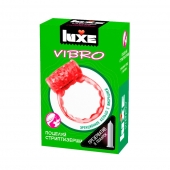 Розовое эрекционное виброкольцо Luxe VIBRO  Поцелуй стриптизёрши  + презерватив - Luxe - в Самаре купить с доставкой