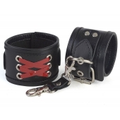 Кожаные наручники с декоративной лаковой шнуровкой - Sitabella - купить с доставкой в Самаре