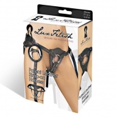 Черные трусики для страпона из патентованной кожи - Lux Fetish - купить с доставкой в Самаре