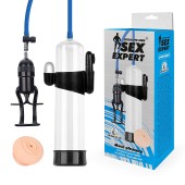 Прозрачная вакуумная вибропомпа Sex Expert с насадкой-вагиной - Sex Expert - в Самаре купить с доставкой