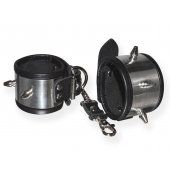 Серебристо-черные наручники с шипами и металлическим блеском - Sitabella - купить с доставкой в Самаре