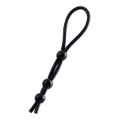 Черное лассо на пенис с тремя бусинами - A-toys - в Самаре купить с доставкой