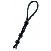 Черное лассо на пенис с тремя бусинами - A-toys - в Самаре купить с доставкой