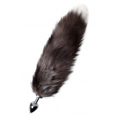 Серебристая металлическая анальная втулка с хвостом чернобурой лисы - размер S - ToyFa - купить с доставкой в Самаре