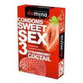 Презервативы для орального секса DOMINO Sweet Sex с ароматом клубничного коктейля  - 3 шт. - Domino - купить с доставкой в Самаре