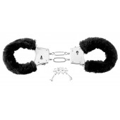 Меховые чёрные наручники Beginner s Furry Cuffs - Pipedream - купить с доставкой в Самаре