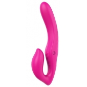 Ярко-розовый безремневой страпон REMOTE DOUBLE DIPPER - 22 см. - Dream Toys - купить с доставкой в Самаре