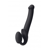 Черный безремневой страпон Silicone Bendable Strap-On M - Strap-on-me - купить с доставкой в Самаре