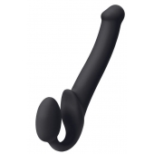 Черный безремневой страпон Silicone Bendable Strap-On M - Strap-on-me - купить с доставкой в Самаре