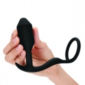 Черное эрекционное кольцо с анальным плагом Snug   Tug - b-Vibe - в Самаре купить с доставкой