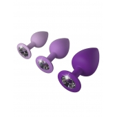 Набор из 3 фиолетовых анальных пробок со стразами Little Gems Trainer Set - Pipedream - купить с доставкой в Самаре
