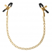 Чёрные с золотом зажимы на соски Gold Chain Nipple Clamps - Pipedream - купить с доставкой в Самаре