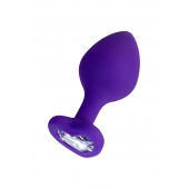 Фиолетовая анальная втулка Diamond Heart с прозрачным кристаллом - 8 см. - ToyFa - купить с доставкой в Самаре