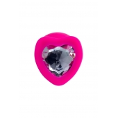Розовая анальная втулка Diamond Heart с прозрачным кристаллом - 9,5 см. - ToyFa - купить с доставкой в Самаре