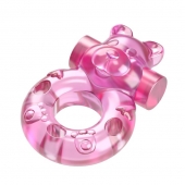 Розовое эрекционное виброкольцо на пенис Pink Bear - Baile - в Самаре купить с доставкой