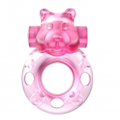 Розовое эрекционное виброкольцо на пенис Pink Bear - Baile - в Самаре купить с доставкой