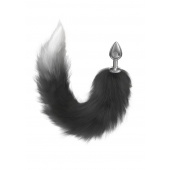 Серебристая анальная пробка с черным хвостом Galaxy - Lola Games - купить с доставкой в Самаре