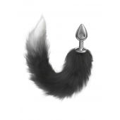 Серебристая анальная пробка с черным хвостом Starlit - Lola Games - купить с доставкой в Самаре