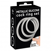 Набор из 3 эрекционных колец под металл Metallic Silicone Cock Ring Set - Orion - в Самаре купить с доставкой