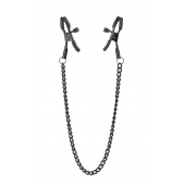 Черные зажимы на соски на цепочке BLAZE DELUXE NIPPLE CLAMPS - Dream Toys - купить с доставкой в Самаре