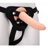 Телесный страпон на черных трусиках STRAP ON REAL DILDO - 20 см. - Dream Toys - купить с доставкой в Самаре