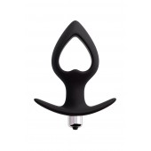 Черная вибровтулка с полой серединой в виде сердечка Cordis M - 14 см. - POPO Pleasure