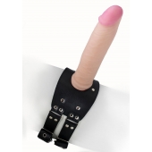 Черный узкий пояс на бедро с телесной насадкой - LOVETOY (А-Полимер) - купить с доставкой в Самаре