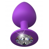 Фиолетовая анальная пробка со стразом Her Little Gem Large Plug - 9,5 см. - Pipedream - купить с доставкой в Самаре
