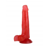 Малиновый гелевый фаллоимитатор на присоске - 17,5 см. - Джага-Джага