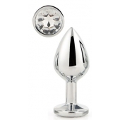 Серебристая анальная втулка с прозрачным кристаллом - 7,1 см. - Dream Toys - купить с доставкой в Самаре