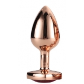 Золотистая анальная втулка с кристаллом-сердечком розового цвета - 7,1 см. - Dream Toys - купить с доставкой в Самаре