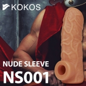 Телесная открытая насадка-реалистик с подхватом мошонки Nude Sleeve M - 12 см. - KOKOS - в Самаре купить с доставкой