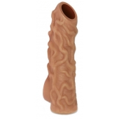 Телесная насадка с венками и открытой головкой Nude Sleeve L - 14 см. - KOKOS - в Самаре купить с доставкой
