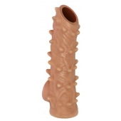 Телесная насадка с шипами и открытой головкой Nude Sleeve L - 14 см. - KOKOS - в Самаре купить с доставкой