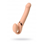 Телесный безремневой вибрострапон Vibrating Bendable Strap-On L - Strap-on-me - купить с доставкой в Самаре
