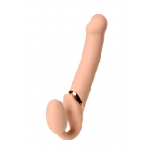 Телесный безремневой вибрострапон Vibrating Bendable Strap-On L - Strap-on-me - купить с доставкой в Самаре