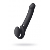 Черный безремневой вибрострапон Vibrating Bendable Strap-On L - Strap-on-me - купить с доставкой в Самаре