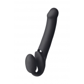 Черный безремневой вибрострапон Vibrating Bendable Strap-On L - Strap-on-me - купить с доставкой в Самаре