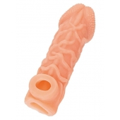 Телесная закрытая насадка с венками Cock Sleeve Size M - 15,6 см. - KOKOS - в Самаре купить с доставкой