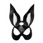 Черная маска зайки с белым мехом на ушках Miss Bunny - БДСМ Арсенал - купить с доставкой в Самаре