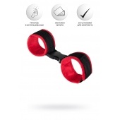 Красно-черные велюровые наручники Anonymo - ToyFa - купить с доставкой в Самаре