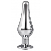 Серебристая анальная пробка с кристаллом Silver Pleasure Plug S - 9 см. - Dream Toys