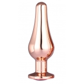 Золотистая анальная пробка с кристаллом Rose Gold Pleasure Plug S - 9 см. - Dream Toys