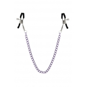 Зажимы для сосков с фиолетовой цепочкой Sweet Caress Nipple Chain - Sweet Caress - купить с доставкой в Самаре