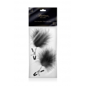 Зажимы на соски с черными пуховыми кисточками Sweet Caress Feather Nipple Clumps - Sweet Caress - купить с доставкой в Самаре