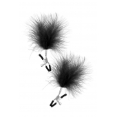 Зажимы на соски с черными пуховыми кисточками Sweet Caress Feather Nipple Clumps - Sweet Caress - купить с доставкой в Самаре