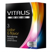 Цветные ароматизированные презервативы VITALIS PREMIUM color   flavor - 3 шт. - Vitalis - купить с доставкой в Самаре