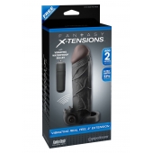 Чёрная вибронасадка с кольцом Vibrating Real Feel 2 Extension - 16 см. - Pipedream - в Самаре купить с доставкой