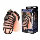 Черная металлическая клетка с замком Deluxe Chastity Cage - BlueLine - купить с доставкой в Самаре